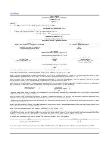 Thumbnail Monopar Therapeutics 10-K Annual Report 2024