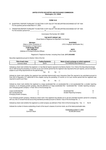 Thumbnail The Shyft Group 10-Q Quarterly Report FY2025 
