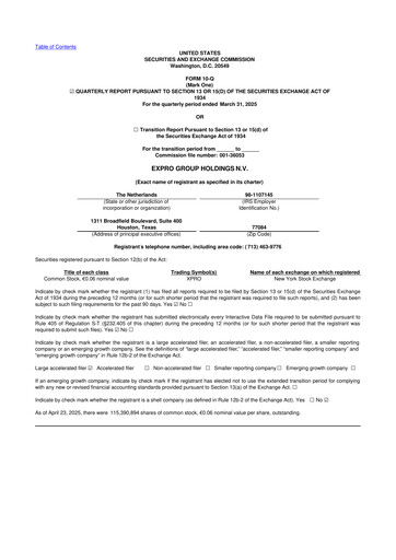 Miniature Expro Group 10-Q Rapport trimestriel 2025 