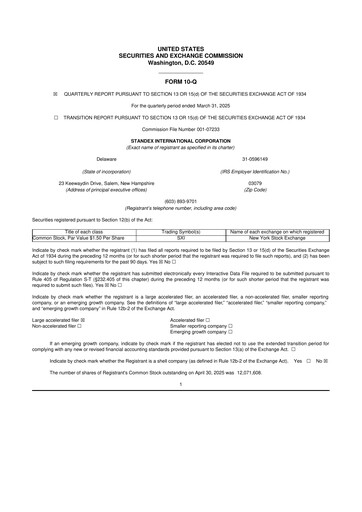 Thumbnail Standex International 10-Q Quarterly Report FY2025 