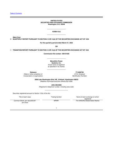 Miniature Monolithic Power Systems 10-Q Rapport trimestriel 2025 