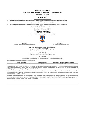 Thumbnail Tidewater 10-Q Quarterly Report FY2025 
