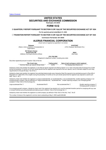 Thumbnail Alerus Financial 10-Q Quarterly Report FY2025 