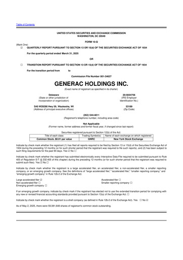 Vorschaubild Generac 10-Q Quartalsbericht 2025 