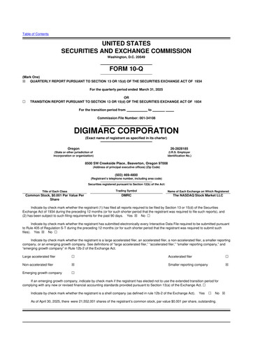 Vorschaubild Digimarc
 10-Q Quartalsbericht 2025 