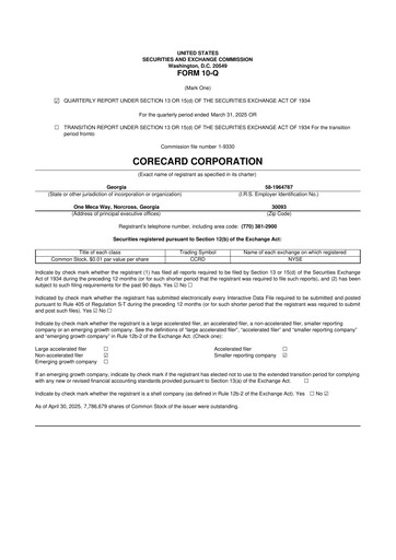 Miniature CoreCard 10-Q Rapport trimestriel 2025 