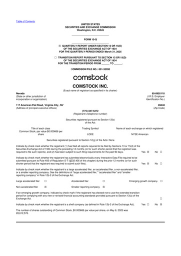 Thumbnail Comstock Inc. 10-Q Quarterly Report FY2025 