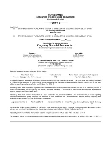 Thumbnail Kingsway Financial Services 10-Q Quarterly Report FY2025 