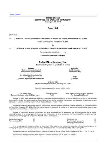 Vorschaubild Pulse Biosciences
 10-Q Quartalsbericht 2025 