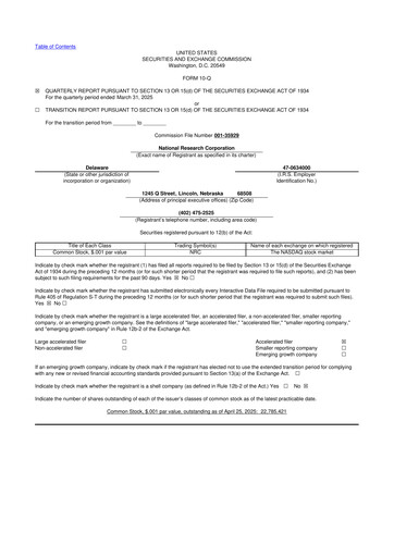 Thumbnail NRC Health
 10-Q Quarterly Report FY2025 