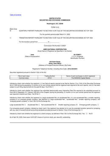 Thumbnail Ames National Corp. 10-Q Quarterly Report FY2025 