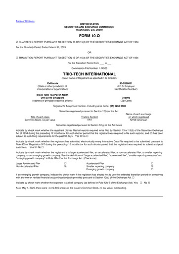 Thumbnail Trio-Tech International 10-Q Quarterly Report FY2025 Q3