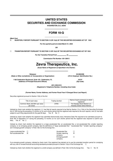 Thumbnail Zevra Therapeutics 10-Q Quarterly Report FY2025 