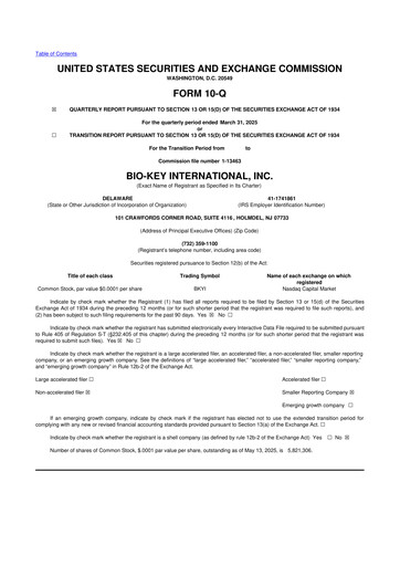Thumbnail BIO-key International
 10-Q Quarterly Report FY2025 