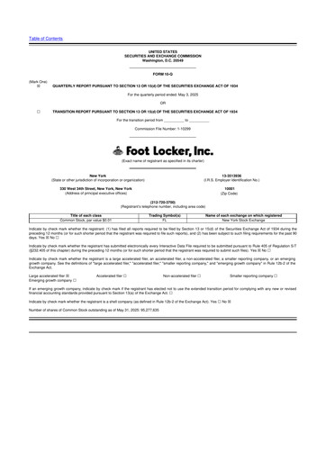 Thumbnail Foot Locker
 10-Q Quarterly Report FY2025 