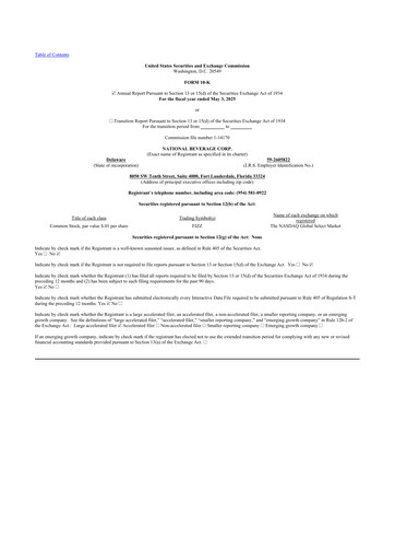 Thumbnail National Beverage
 10-K Annual Report 2025