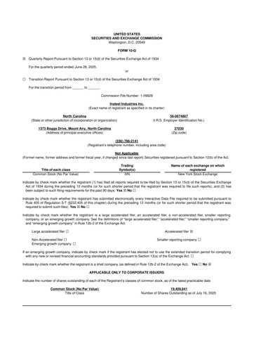 Thumbnail Insteel Industries 10-Q Quarterly Report FY2025 