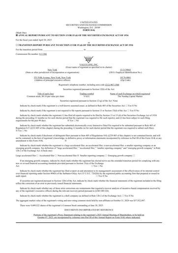 Thumbnail Value Line 10-K Annual Report 2025