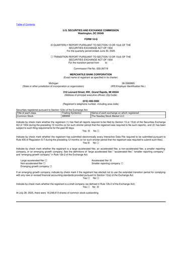Thumbnail Mercantile Bank 10-Q Quarterly Report FY2025 