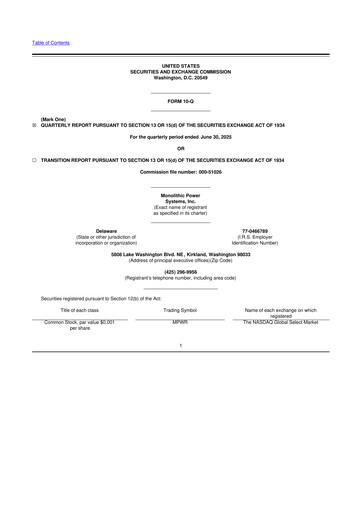Miniature Monolithic Power Systems 10-Q Rapport trimestriel 2025 
