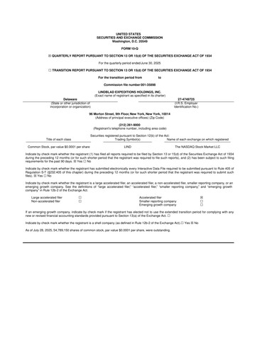 Thumbnail Lindblad Expeditions 10-Q Quarterly Report FY2025 