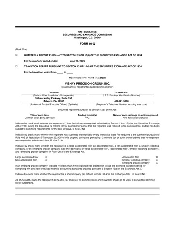 Thumbnail Vishay Precision Group
 10-Q Quarterly Report FY2025 