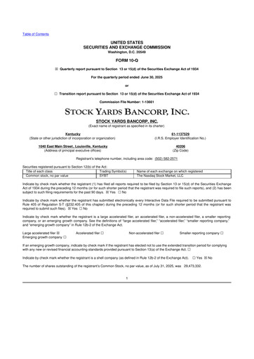 Thumbnail Stock Yards Bancorp 10-Q Quarterly Report FY2025 