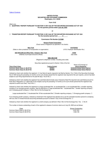 Thumbnail Seneca Foods
 10-Q Quarterly Report FY2026 