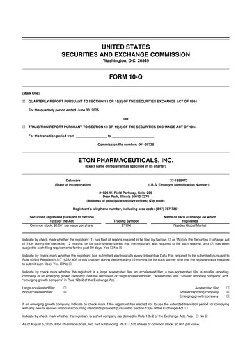 Vorschaubild Eton Pharmaceuticals 10-Q Quartalsbericht 2025 