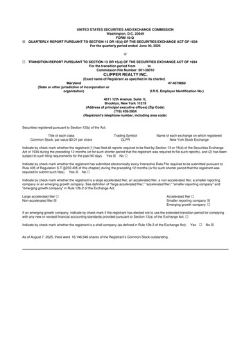 Thumbnail Clipper Realty 10-Q Quarterly Report FY2025 