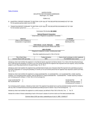 Thumbnail NRC Health
 10-Q Quarterly Report FY2025 