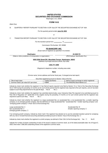 Thumbnail FS Bancorp 10-Q Quarterly Report FY2025 