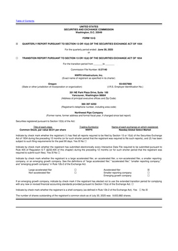 Thumbnail Northwest Pipe Company
 10-Q Quarterly Report FY2025 