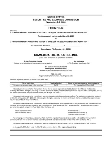 Thumbnail DiaMedica Therapeutics 10-Q Quarterly Report FY2025 