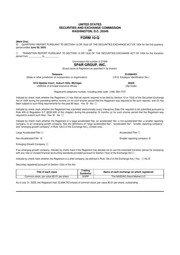 Thumbnail SPAR Group 10-Q Quarterly Report FY2025 