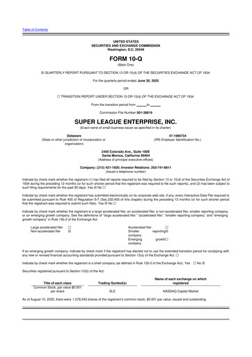 Thumbnail Super League Enterprise 10-Q Quarterly Report FY2025 