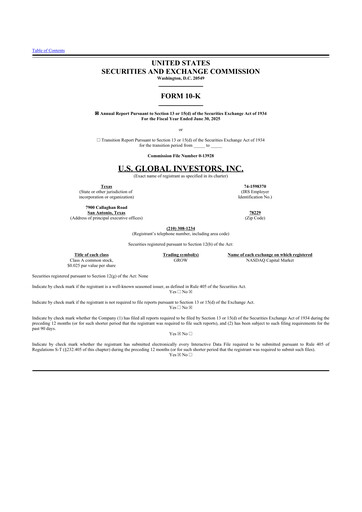 Thumbnail U.S. Global Investors 10-K Annual Report 2025