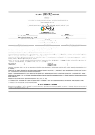 Thumbnail Aytu BioScience
 10-K Annual Report 2025