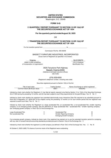 Vorschaubild Bassett Furniture 10-Q Quartalsbericht 2025 
