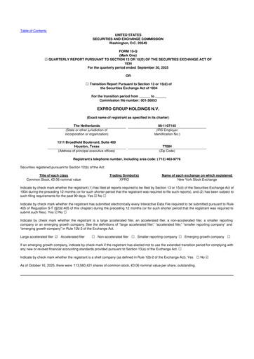 Miniature Expro Group 10-Q Rapport trimestriel 2025 