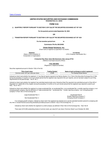 Vorschaubild Climb Global Solutions 10-Q Quartalsbericht 2025 