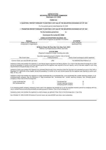 Thumbnail Lindblad Expeditions 10-Q Quarterly Report FY2025 