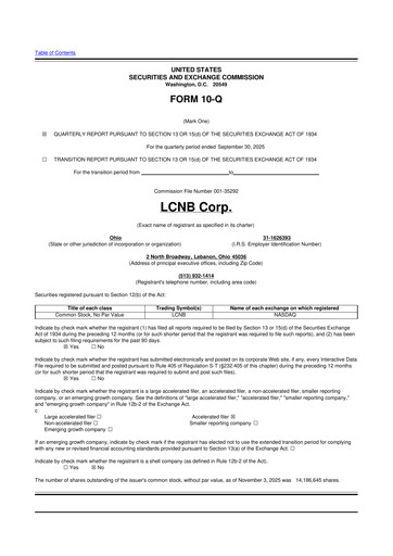 Thumbnail LCNB Corp.
 10-Q Quarterly Report FY2025 