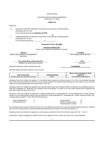 Miniature Nathan's Famous 10-Q Rapport trimestriel 2026 