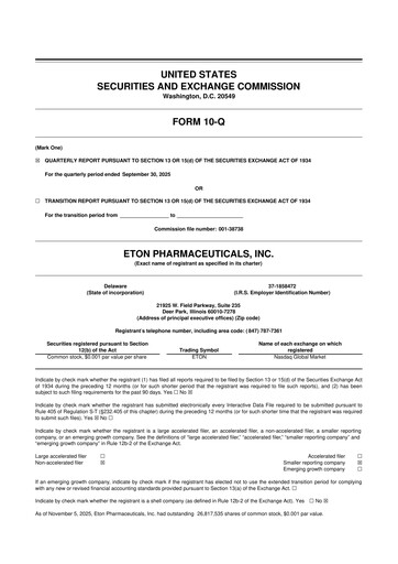 Vorschaubild Eton Pharmaceuticals 10-Q Quartalsbericht 2025 
