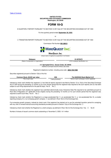 Miniature HireQuest 10-Q Rapport trimestriel 2025 