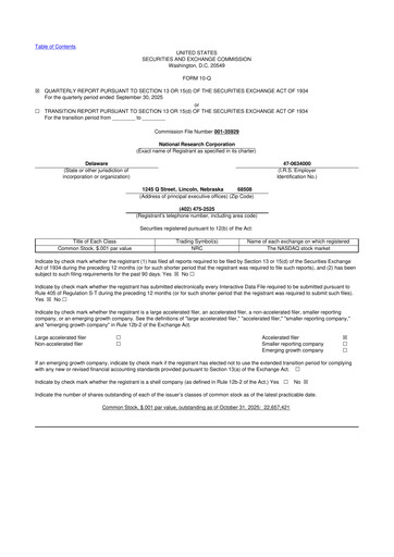 Thumbnail NRC Health
 10-Q Quarterly Report FY2025 