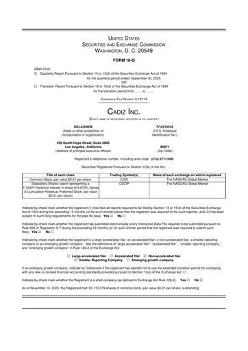 Miniature Cadiz Inc. 10-Q Rapport trimestriel 2025 