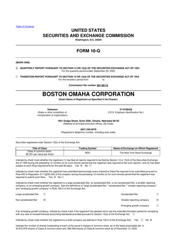 Thumbnail Boston Omaha 10-Q Quarterly Report FY2025 