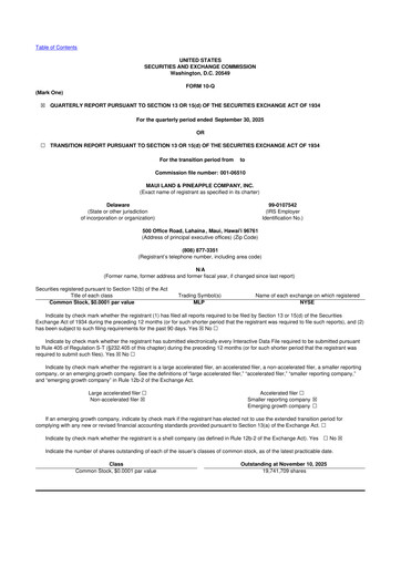 Vorschaubild Maui Land & Pineapple Company 10-Q Quartalsbericht 2025 